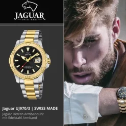 Jaguar Herrenuhr Edelstahl silber gold Jaguar Pro Diver Armbanduhr UJ970/3