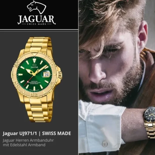 Jaguar Herrenuhr Edelstahl gold Jaguar Pro Diver Armbanduhr UJ971/1
