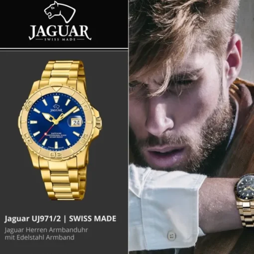 Jaguar Herrenuhr Edelstahl gold Jaguar Pro Diver Armbanduhr UJ971/2