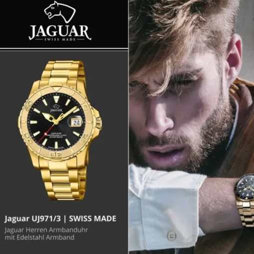 Jaguar Herrenuhr Edelstahl gold Jaguar Pro Diver Armbanduhr UJ971/3