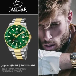 Jaguar Herrenuhr Edelstahl silber gold Jaguar Pro Diver Armbanduhr UJ863/B
