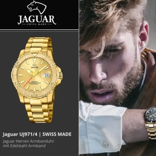 Jaguar Herrenuhr Edelstahl gold Jaguar Pro Diver Armbanduhr UJ971/4