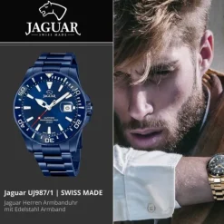 Jaguar Herrenuhr Edelstahl blau Jaguar Pro Diver Armbanduhr UJ987/1