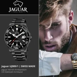 Jaguar Herrenuhr Edelstahl schwarz Jaguar Pro Diver Armbanduhr UJ989/1