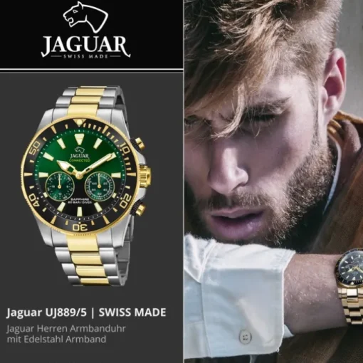Jaguar Herrenuhr Edelstahl silber gold Jaguar Connected Armbanduhr UJ889/5