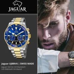 Jaguar Herrenuhr Edelstahl silber gold Jaguar Connected Armbanduhr UJ889/6