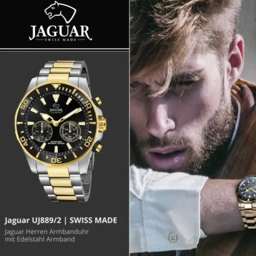 Jaguar Herrenuhr Edelstahl silber gold Jaguar Connected Armbanduhr UJ889/2