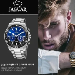 Jaguar Herrenuhr Edelstahl silber Jaguar Connected Armbanduhr UJ888/6