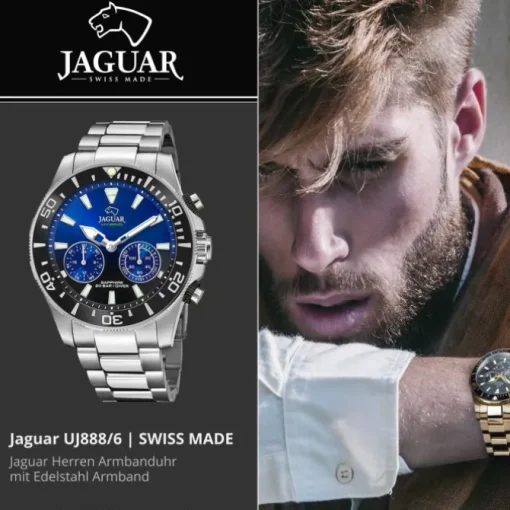 Jaguar Herrenuhr Edelstahl silber Jaguar Connected Armbanduhr UJ888/6