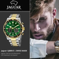 Jaguar Herrenuhr Edelstahl silber gold Jaguar Connected Armbanduhr UJ889/3