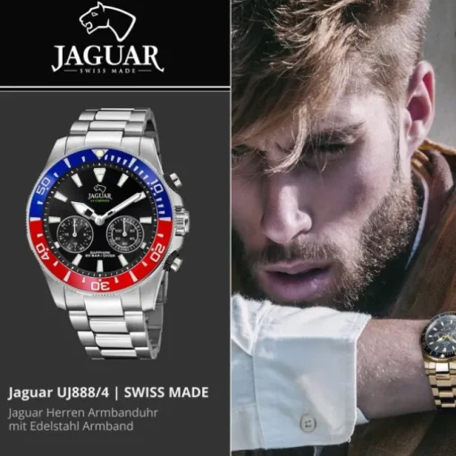 Jaguar Herrenuhr Edelstahl silber Jaguar Connected Armbanduhr UJ888/4