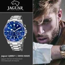 Jaguar Herrenuhr Edelstahl silber Jaguar Connected Armbanduhr UJ888/1