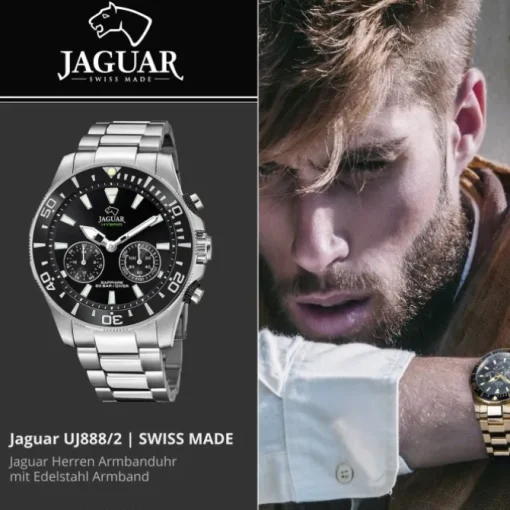 Jaguar Herrenuhr Edelstahl silber Jaguar Connected Armbanduhr UJ888/2