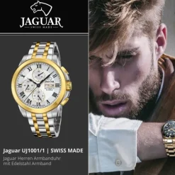 Jaguar Herrenuhr Edelstahl silber gold Le Chronographe Armbanduhr UJ1001/1