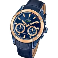 Jaguar Herrenuhr Leder blau Jaguar Connected Armbanduhr UJ960/1