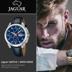 Jaguar Herrenuhr Leder blau Jaguar Le Chronographe Armbanduhr UJ975/6