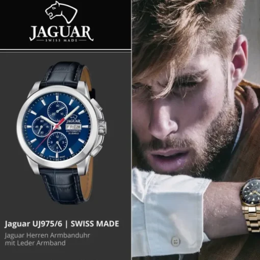 Jaguar Herrenuhr Leder blau Jaguar Le Chronographe Armbanduhr UJ975/6