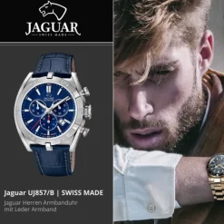 Jaguar Herrenuhr Leder blau Jaguar Executive Armbanduhr UJ857/B
