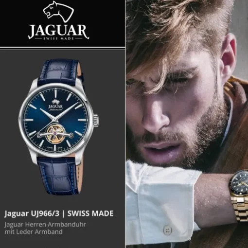 Jaguar Herrenuhr Leder blau Jaguar Balancier Armbanduhr UJ966/3