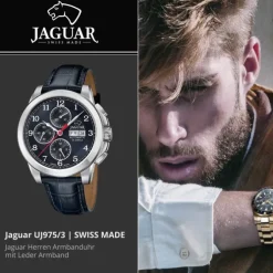 Jaguar Herrenuhr Leder dunkelblau Jaguar Le Chronographe Armbanduhr UJ975/3