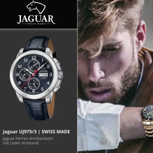 Jaguar Herrenuhr Leder dunkelblau Jaguar Le Chronographe Armbanduhr UJ975/3