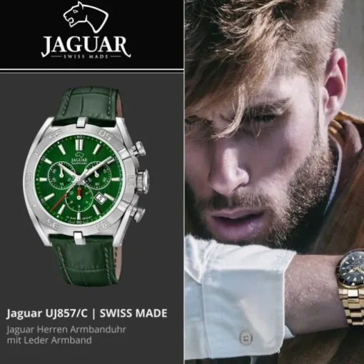 Jaguar Herrenuhr Leder grün Jaguar Executive Armbanduhr UJ857/C