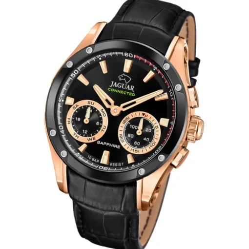 Jaguar Herrenuhr Leder schwarz Jaguar Connected Armbanduhr UJ959/1