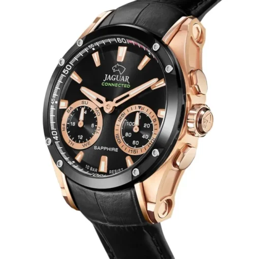 Jaguar Herrenuhr Leder schwarz Jaguar Connected Armbanduhr UJ959/1