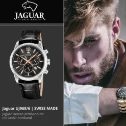 Jaguar Herrenuhr Leder schwarz Jaguar Acamar Armbanduhr UJ968/6