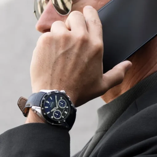 Jaguar Herrenuhr Leder schwarz Jaguar Connected Armbanduhr UJ958/1