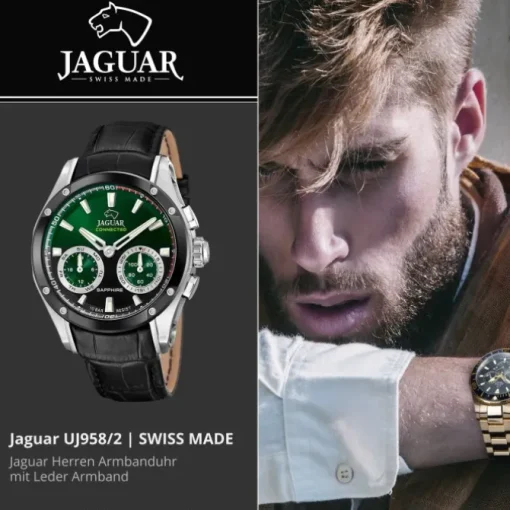 Jaguar Herrenuhr Leder schwarz Jaguar Connected Armbanduhr UJ958/2