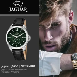 Jaguar Herrenuhr Leder schwarz Jaguar Acamar Armbanduhr UJ663/3