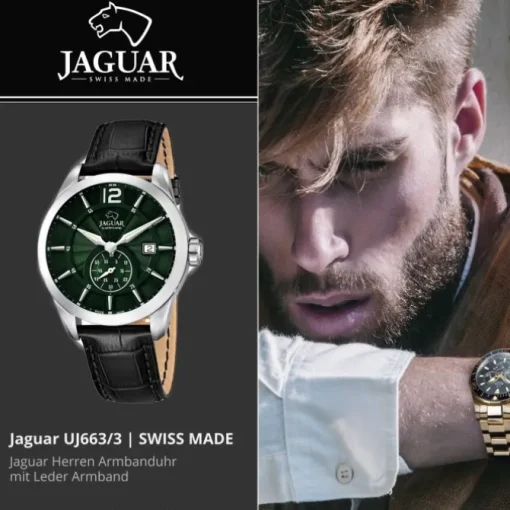 Jaguar Herrenuhr Leder schwarz Jaguar Acamar Armbanduhr UJ663/3