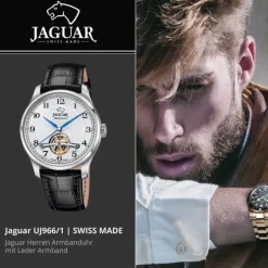 Jaguar Herrenuhr Leder schwarz Jaguar Balancier Armbanduhr UJ966/1