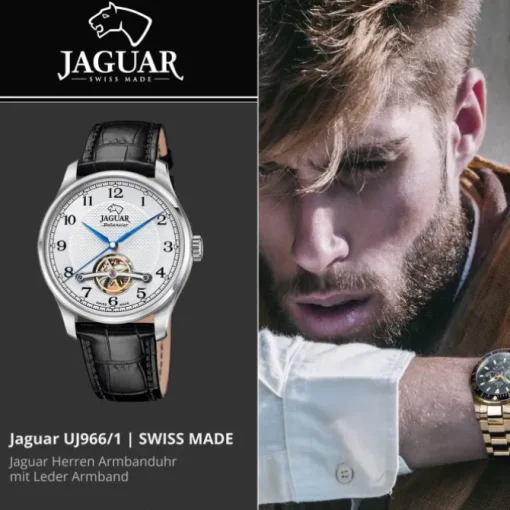 Jaguar Herrenuhr Leder schwarz Jaguar Balancier Armbanduhr UJ966/1