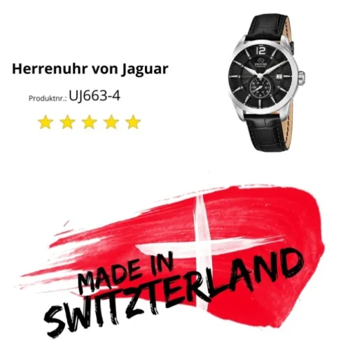 Jaguar Herrenuhr Leder schwarz Jaguar Acamar Armbanduhr UJ663/4
