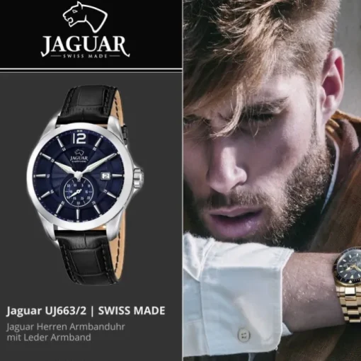 Jaguar Herrenuhr Leder schwarz Jaguar Acamar Armbanduhr UJ663/2
