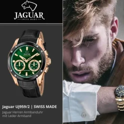 Jaguar Herrenuhr Leder schwarz Jaguar Connected Armbanduhr UJ959/2