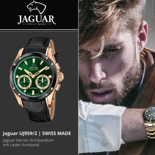 Jaguar Herrenuhr Leder schwarz Jaguar Connected Armbanduhr UJ959/2