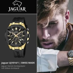 Jaguar Herrenuhr Silikon schwarz Jaguar Diplomatic Armbanduhr UJ1014/1