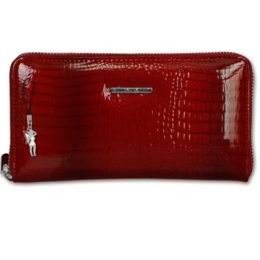 Jennifer Jones , Wristlet Leder rot Croco RFID Portemonnaie OTJ505R