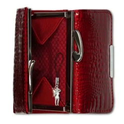 Jennifer Jones echtes Leder rot RFID Schutz Minibörse Croco OPJ119R
