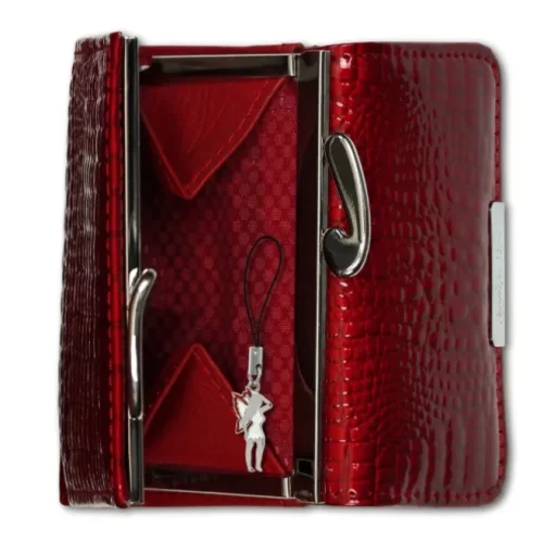 Jennifer Jones echtes Leder rot RFID Schutz Minibörse Croco OPJ119R