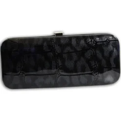 Jennifer Jones Maniküreset Echtleder Croco schwarz Reise-Etui Nagelset OTJ704S