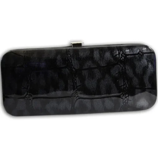 Jennifer Jones Maniküreset Echtleder Croco schwarz Reise-Etui Nagelset OTJ704S