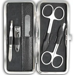 Jennifer Jones Maniküreset Echtleder Croco schwarz Reise-Etui Nagelset OTJ704S