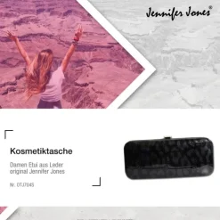 Jennifer Jones Maniküreset Echtleder Croco schwarz Reise-Etui Nagelset OTJ704S