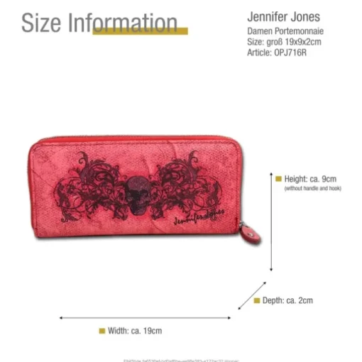 Jennifer Jones Portemonnaie Totenkopf Damen Kunstleder rot OPJ716R