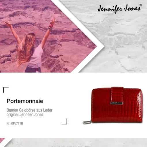 Jennifer Jones Portemonnaie RFID Schutz Croco Echt-Leder rot OPJ711R