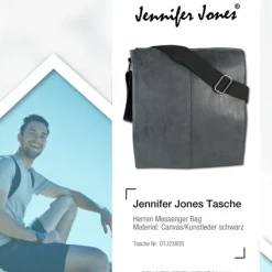 Jennifer Jones Tasche Canvas/Kunstleder schwarz unisex Handtasche OTJ2380S